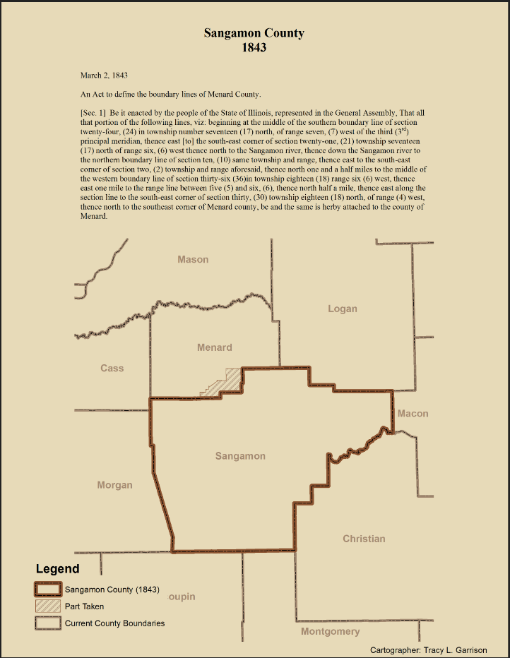 State Act Transferring a portion of Sangamon County to Menard County